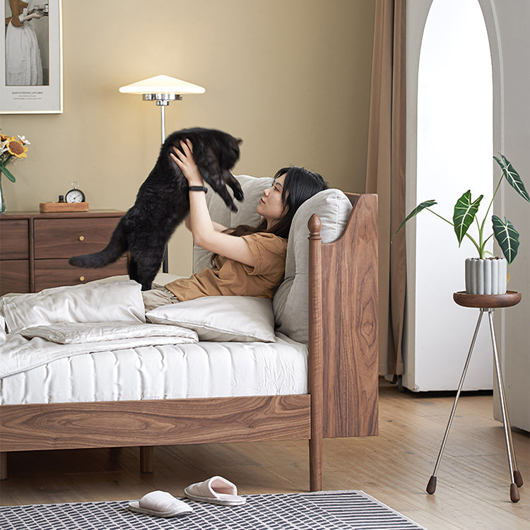 Luxurious Queen & California King Size Bed with Black Walnut Frame & Soft Headboard ps-074 Luxurious Queen & California King Size Bed with Black Walnut Frame & Soft Headboard ps-074