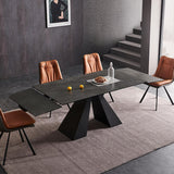 Luxurious Dining Table Rectangle Marble Top with X-Base - Perfect for Diningroom qc-174