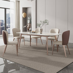 Minimalistic Rectangular Dining Table - Marble Top & 4 Carbon Steel Legs for Diningroom qc-wy-814-ms(n)