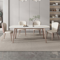 Minimalistic Rectangular Dining Table - Marble Top & 4 Carbon Steel Legs for Diningroom qc-wy-814-ms(n)