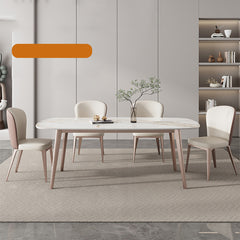 Modern Rectangular Dining Table with Marble Top & Metal 4 Legs for 6-8 People qc-wy-814-ty(n)
