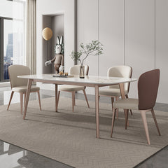 Modern Rectangular Dining Table with Marble Top & Metal 4 Legs for 6-8 People qc-wy-814-ty(n)