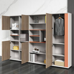 Stylish White Particle Board Wardrobe with Natural Wood Accents - Perfect for Modern Living Spaces qs-156
