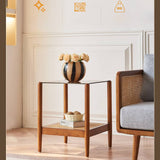 Stylish Brown Rattan End Table with Elegant Ash Wood Finish tzm-532