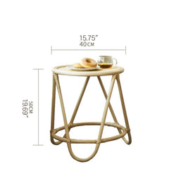 Natural Wood Finish Rattan End Table - Elegant & Timeless Design tzm-549