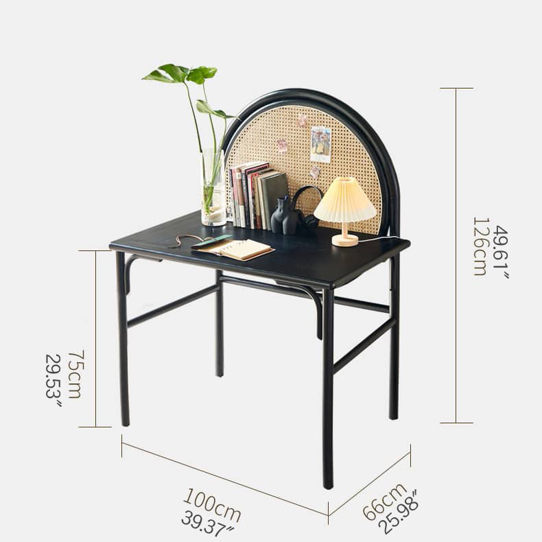 Stunning Black Rattan Makeup Vanity with Natural Ash Wood Finish and Multi-Layer Board tzm-550 Stunning Black Rattan Makeup Vanity with Natural Ash Wood Finish and Multi-Layer Board tzm-550