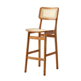 Stylish Light Brown Ash Wood Chair with Natural Rattan Detailing tzm-556