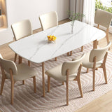 Stylish Rectangular Rubber Wood Dining Table with Sintered Stone Top for Dining Room ybn-390