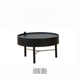 Modern Black Round Coffee Table with Rotatable Desktop - Stylish & Functional yw-179
