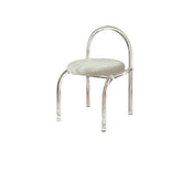 Modern White Vanity Stool with Back Velvet Upholstered Acrylic Chair for Bedroom yw-186