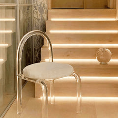 Modern White Vanity Stool with Back Velvet Upholstered Acrylic Chair for Bedroom yw-186