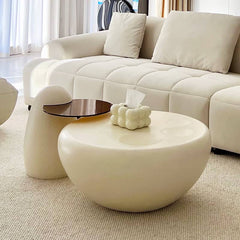 Creamy Round Coffee Table and Side Table Set – Cute Design for Your Living Room Décor yw-195