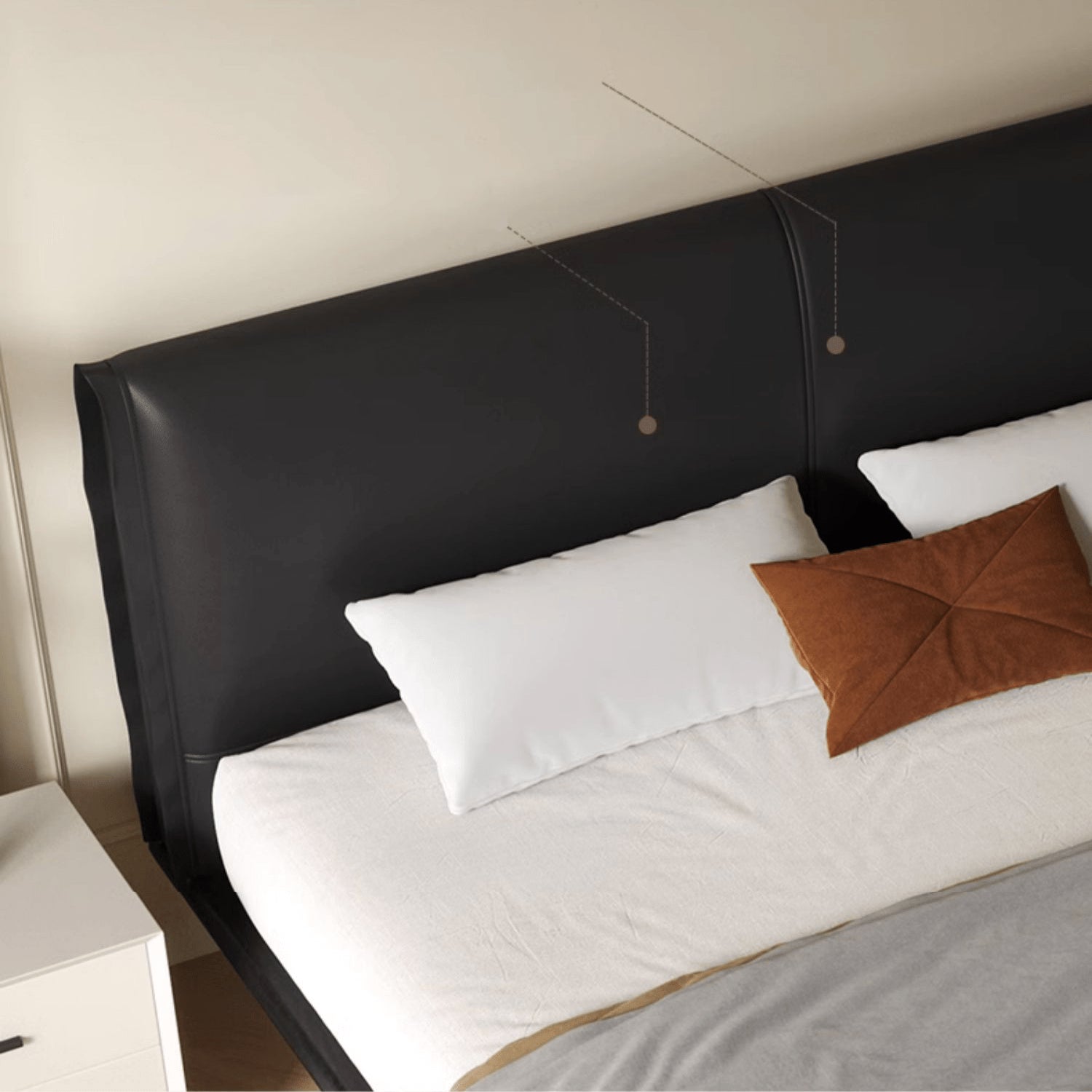 Sleek Black PU Leather Bed with Elegant Wood Frame - Stylish & Durable Design yw-202 Sleek Black PU Leather Bed with Elegant Wood Frame - Stylish & Durable Design yw-202