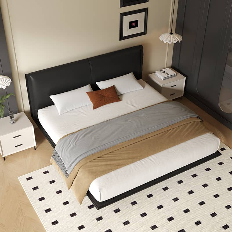 Sleek Black PU Leather Bed with Elegant Wood Frame - Stylish & Durable Design yw-202 Sleek Black PU Leather Bed with Elegant Wood Frame - Stylish & Durable Design yw-202