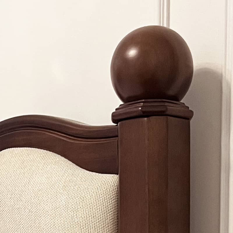 Luxurious Walnut Cal King Bed Frame with Upholstery Headboard - Elegant French Style Queen Size for Bedroom yw-205 Luxurious Walnut Cal King Bed Frame with Upholstery Headboard - Elegant French Style Queen Size for Bedroom yw-205