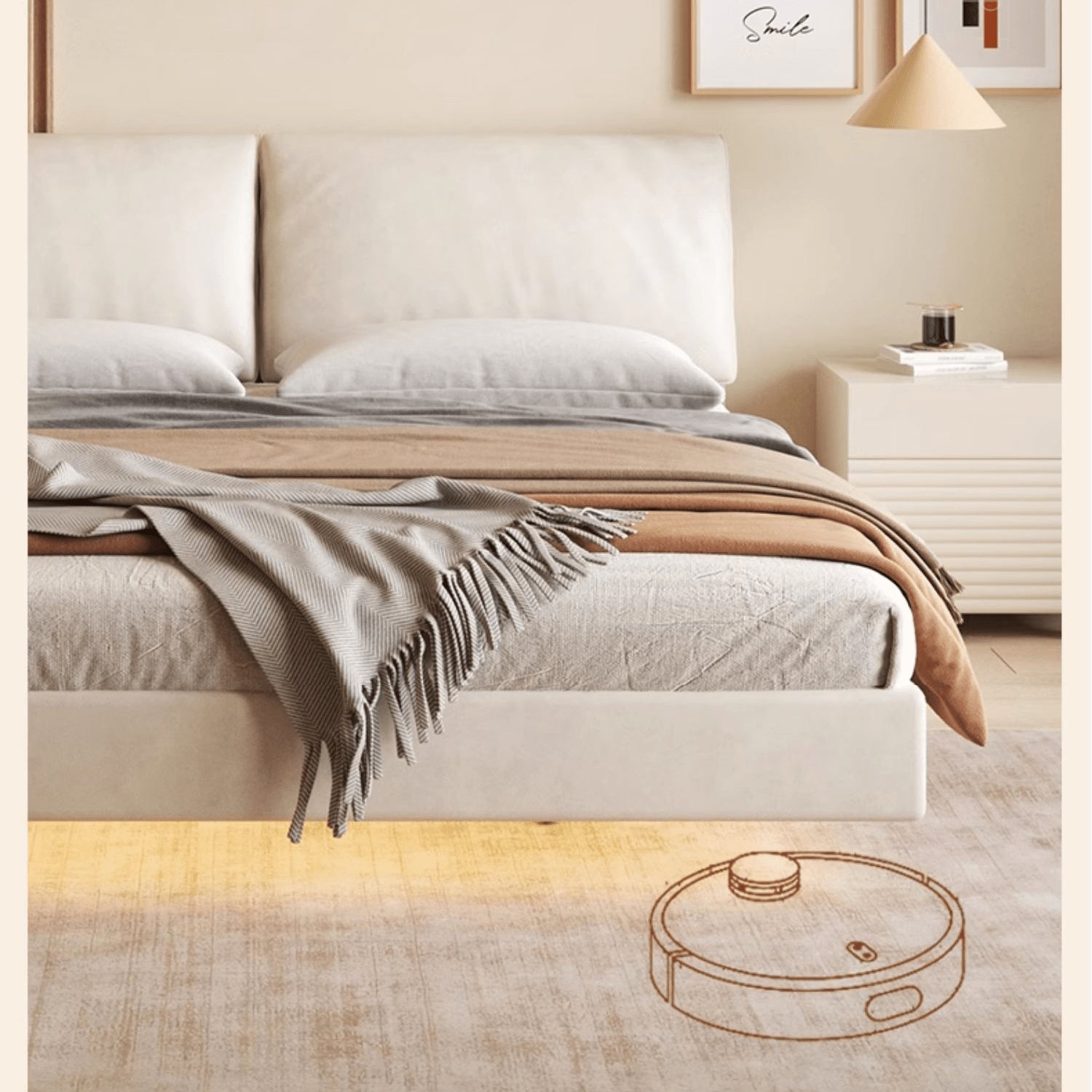 Modern Cal King Techno Fabric Bed with Pine Frame & Upholstered Headboard for Your Room yw-208 Modern Cal King Techno Fabric Bed with Pine Frame & Upholstered Headboard for Your Room yw-208