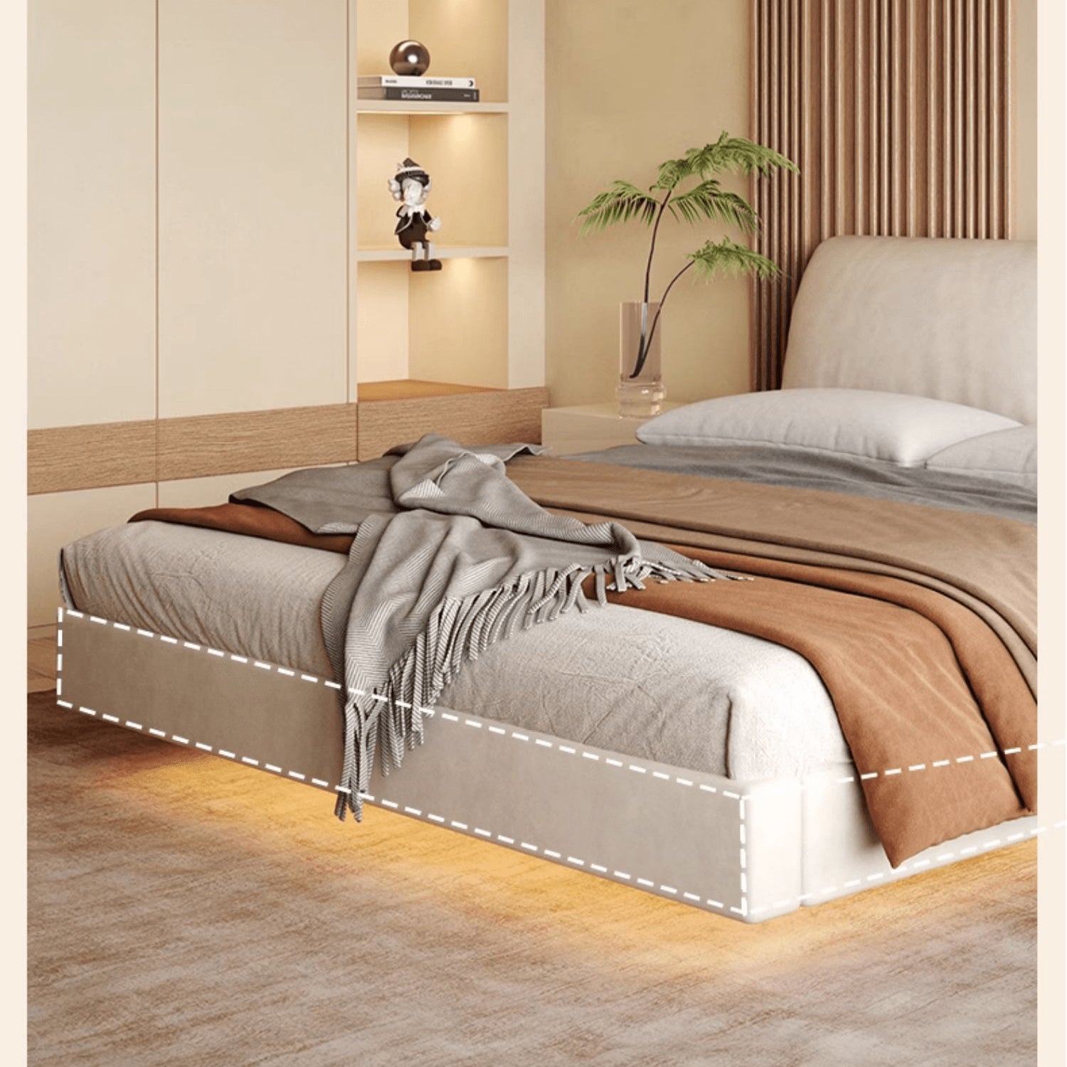 Modern Cal King Techno Fabric Bed with Pine Frame & Upholstered Headboard for Your Room yw-208 Modern Cal King Techno Fabric Bed with Pine Frame & Upholstered Headboard for Your Room yw-208