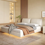 Modern Cal King Leather Bed with Pine Frame & Upholstered Headboard for Your Room yw-209