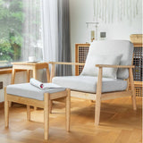 Stylish Off-White Gray sofa chair with Rubber Wood Legs and Soft Fabric Seat zsjj-158