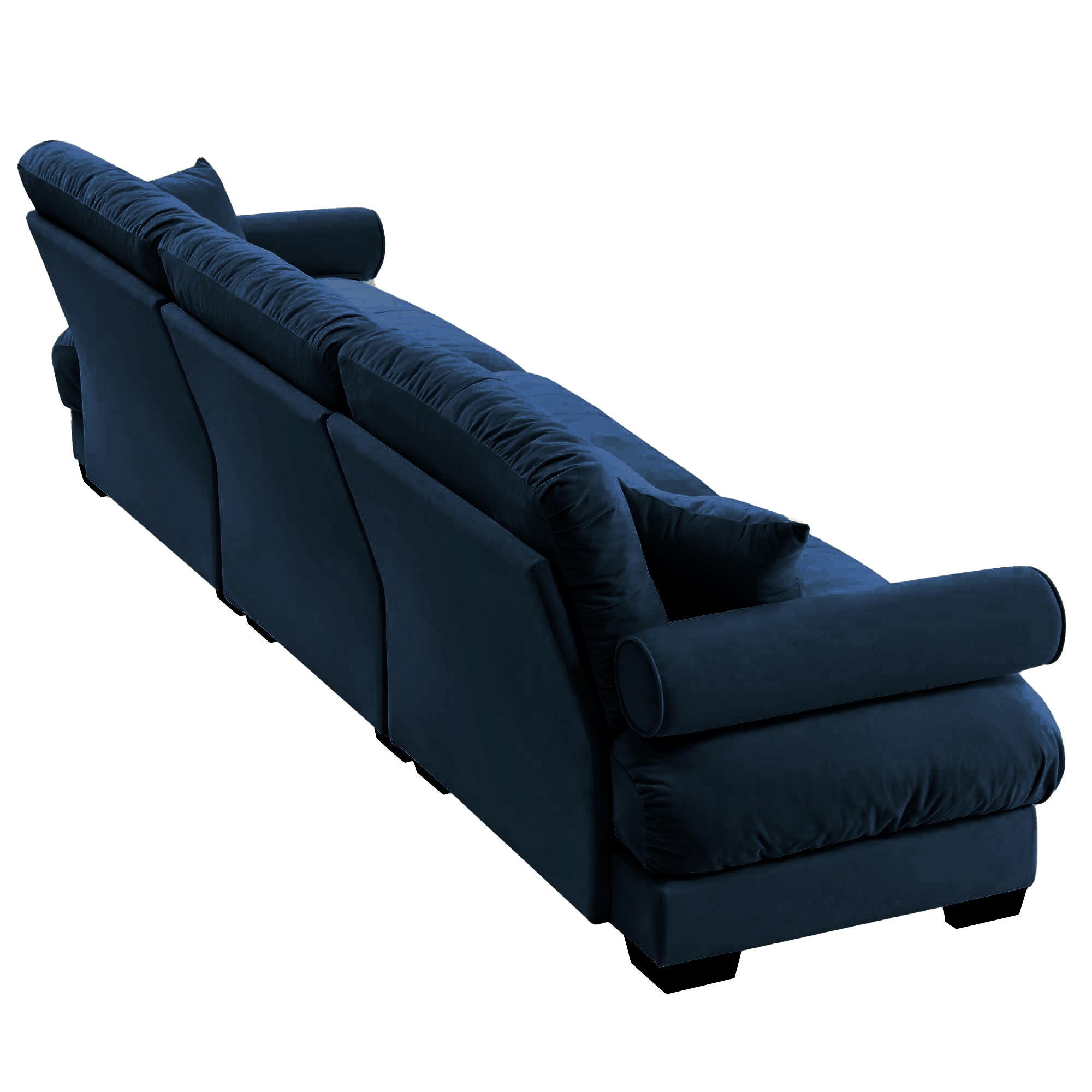 Extra-Large 3-Seater Modern Velvet Sofa, Oversized Cloud-Like Comfort with Waist and Throw Pillows, Blue