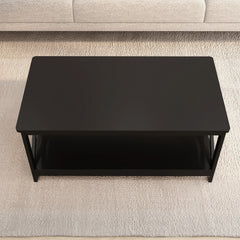 Modern Rectangular Black Coffee Table - Minimalistic Design for Living Room