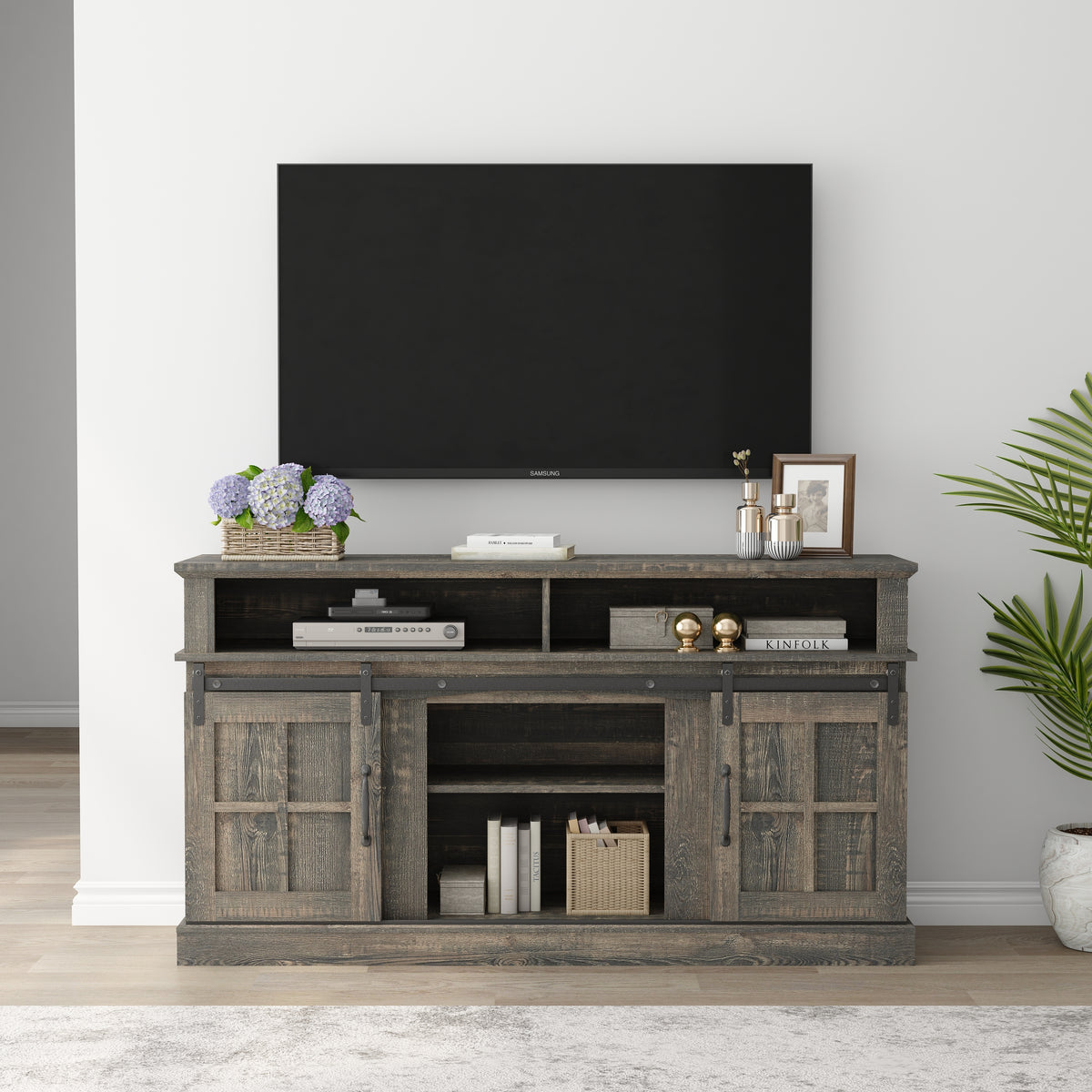 58 Inch TV Stand with Storage Cabinet and Shelves, TV Console Table Entertainment Center for Living Room,Bedroom