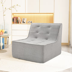 Fireside Chair, Lazy Floor Sofa Couch, Large Bean Bag Chair for Adults with High Resilience Foam for Living Room, Bedroom and Office, Velvet Fabric, Gray