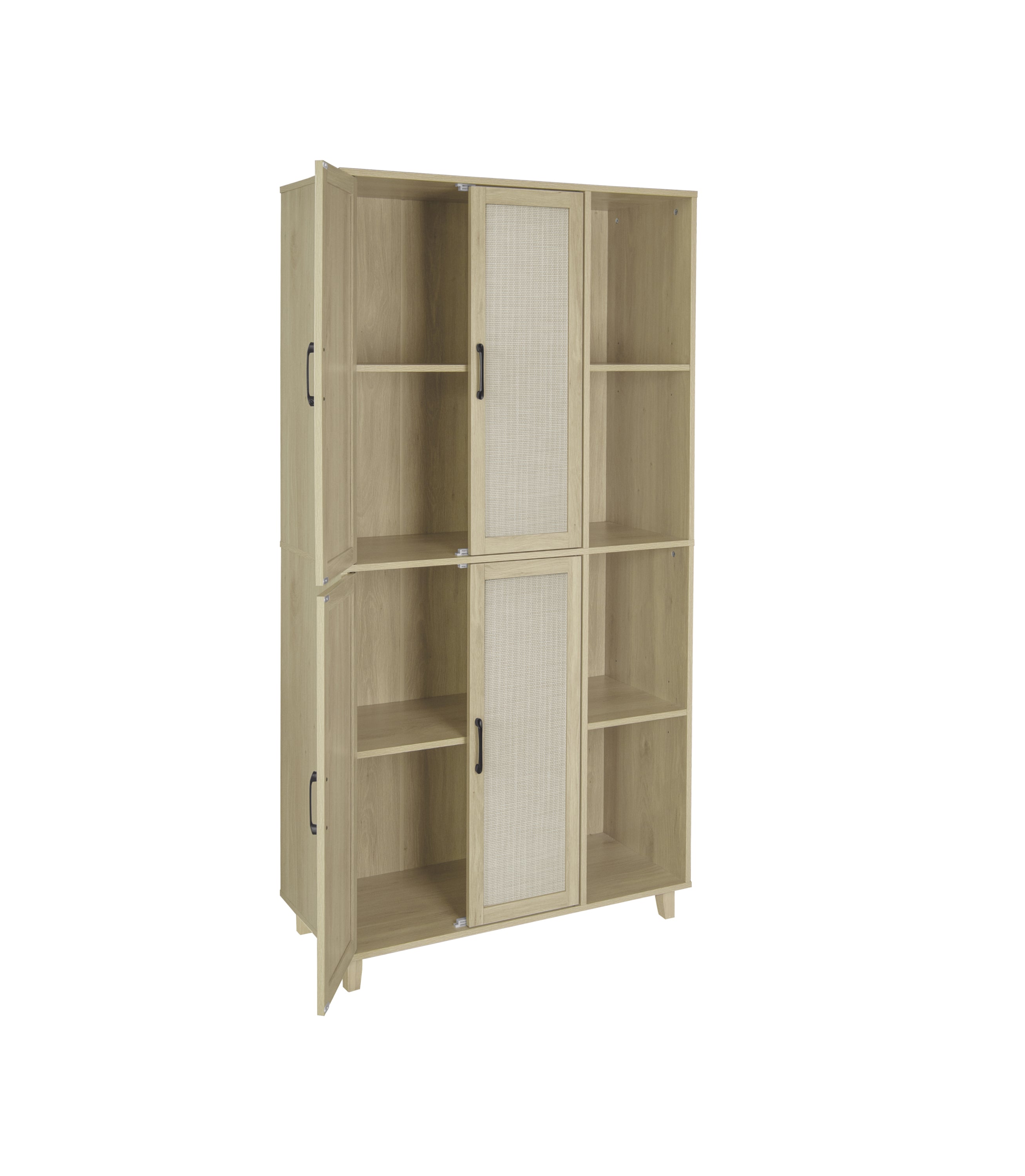 4 Door Cabinet with 4 Shelves with 4 Adjustable Inner Shelves, Storage Cabinet