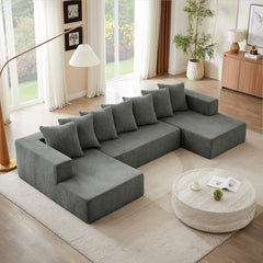 Chenille U-Shaped Sectional Sofa Set,Minimalist Style Modular Sectional Sofa, Luxury Chenille Fabric Cloud Couch for Living Room