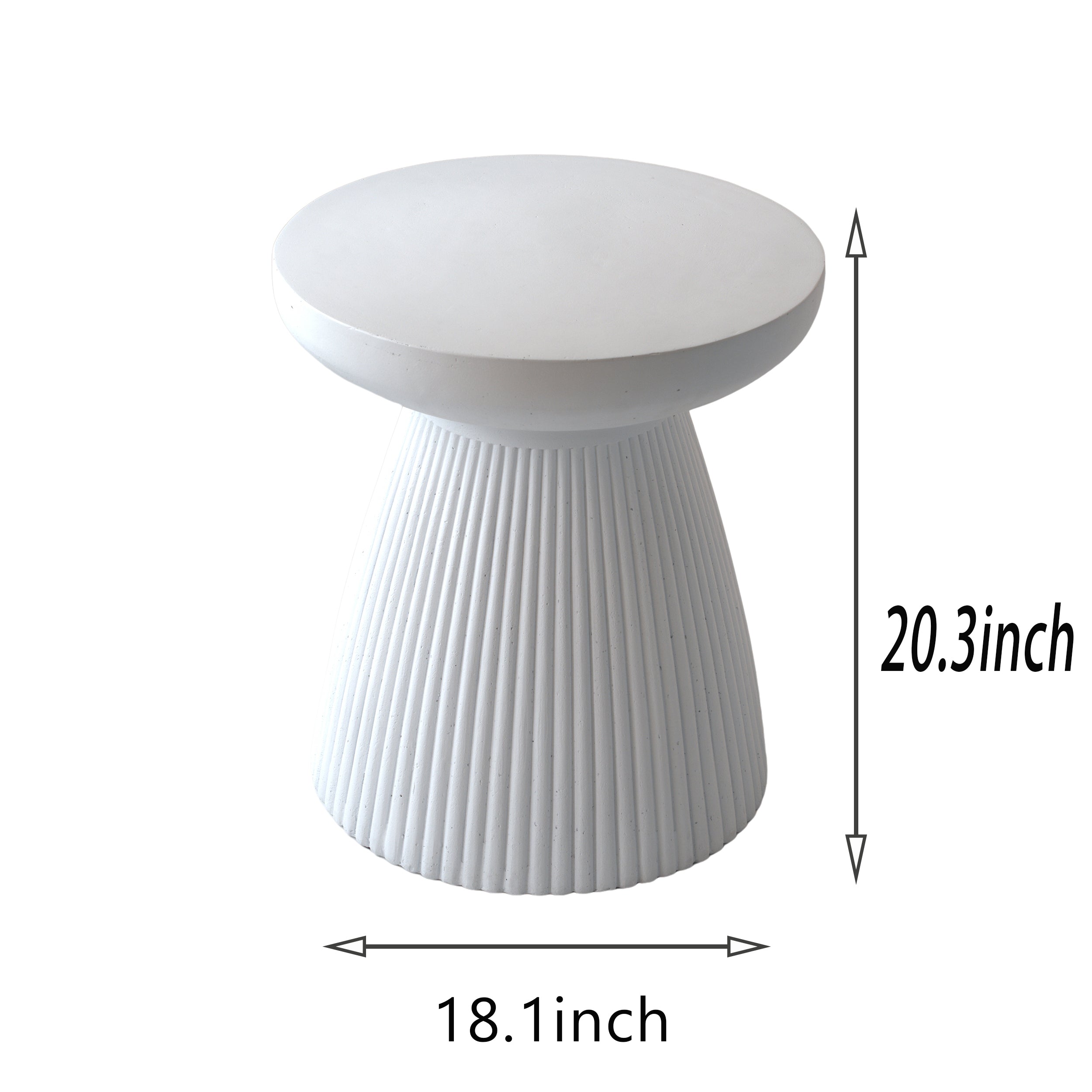 Decorative Garden End Table, 20.3" H Modern Heavy Duty Patio Sturdy Faux Terrazzo Accent Table Side Table Plant Table for Indoor Outdoor, Faux White