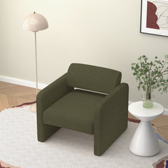 Green single sofa chair, upholstered comfortable chair with armrests, for dining room/bedroom/living room/reception - Green (30.9"*30.51"*30.11")