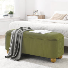 Flannelette Fabric Storage Ottoman bench, cushioned bed end Ottoman bench with storage and seat, suitable for bedrooms, living rooms, and entrance passages-GREEN(41.73"*15.55"*17.71")