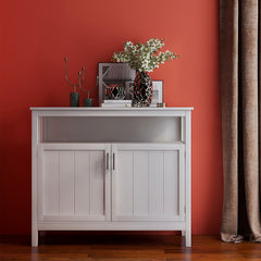 40" White MDF Sideboard with Doors for Storage - Ideal Buffet Design for Dining Room