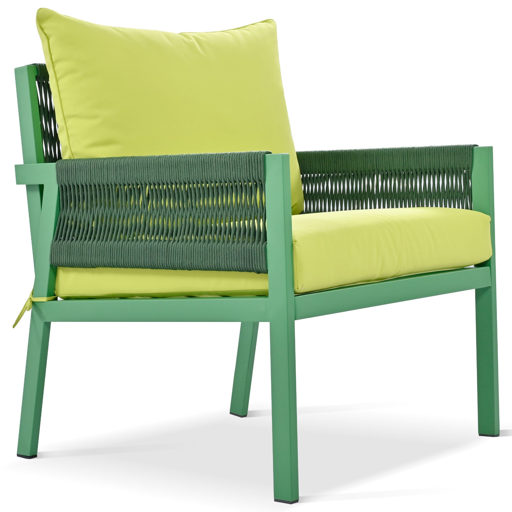 K&K 4-Piece Patio Furniture Set with Tempered Glass Table for Outdoor in Fluorescent Yellow & Green