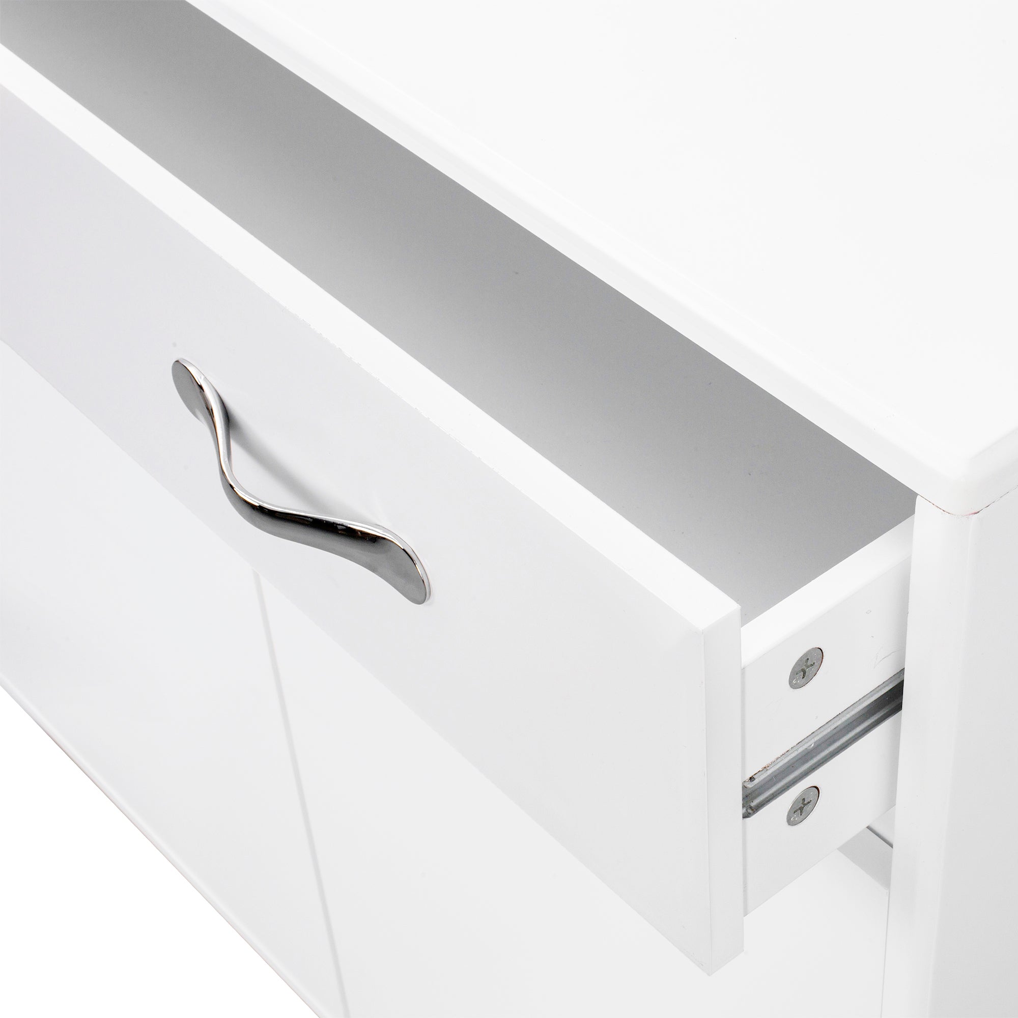 Modern White MDF Cabinet with Doors & Drawers for Storage