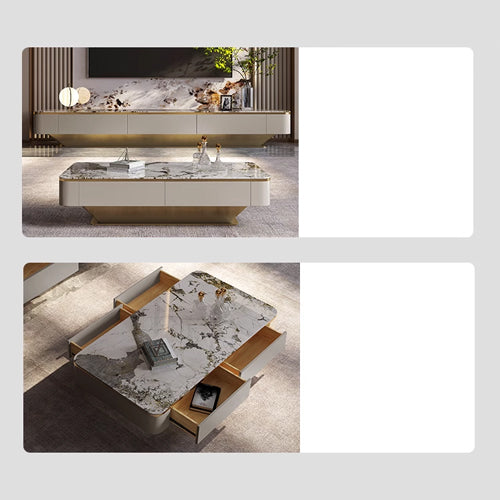 Rectangular Pine Wood Coffee Table with Storage- Luxurious Design for Your Living Room jh-068