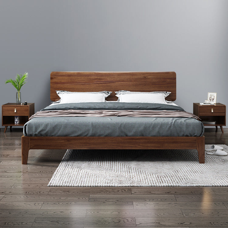 Elegant Bed Frame in Rich Brown Walnut & Pine Wood Finish hglna-1443