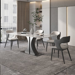 Luxurious Rectangular Dining Table with Marble Top & Carbon Steel Pedestal for 6 jh-270