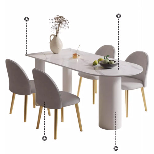 Luxurious Dining Table in White Oval Marble Top & 3 Metal Legs - Perfect for Your Dining Room msf-771