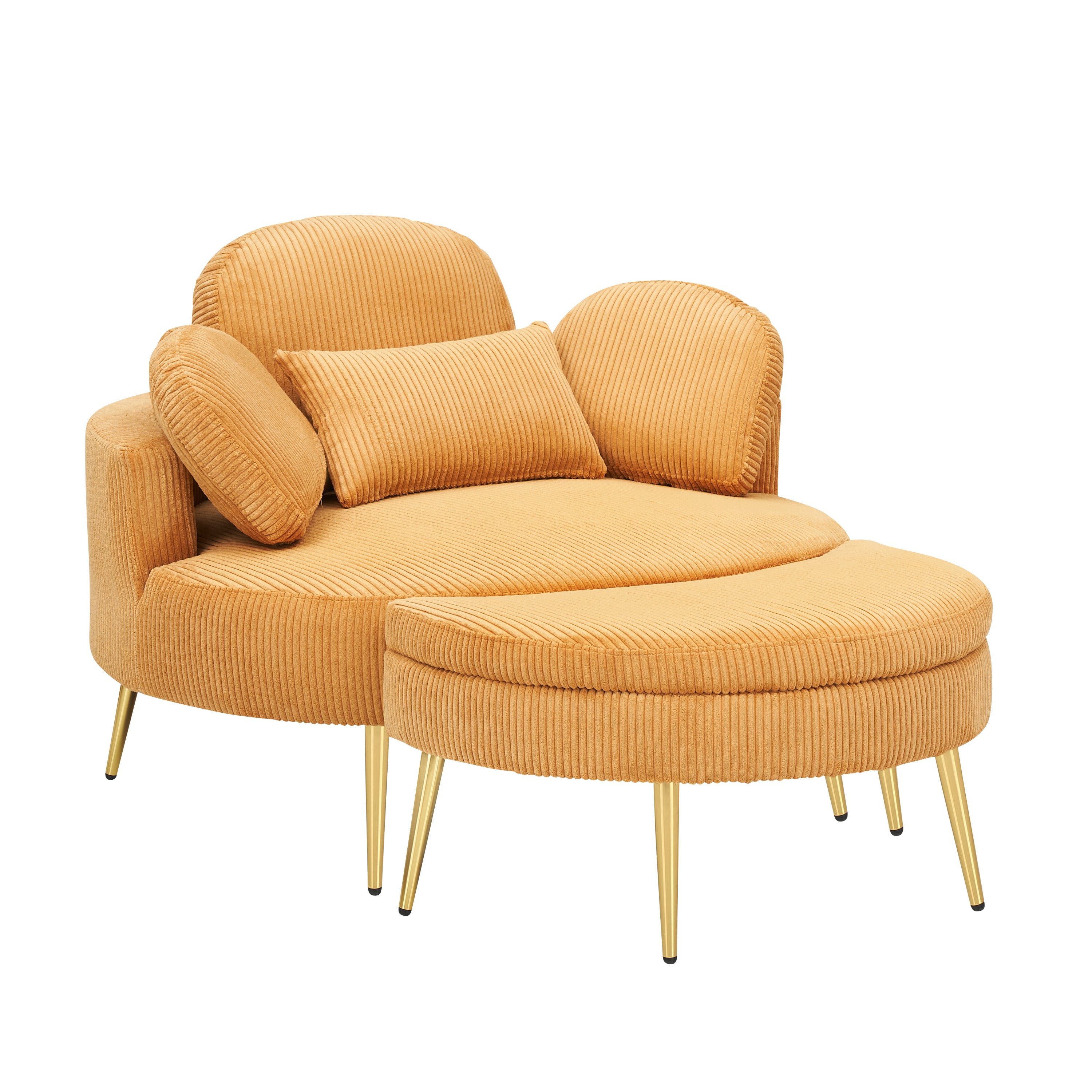 61 inches yellow comfortable seat, small sofa with small end table, suitable for lunch break casual afternoon tea time seat, suitable for small apartment, bedroom, space balcony small sofa