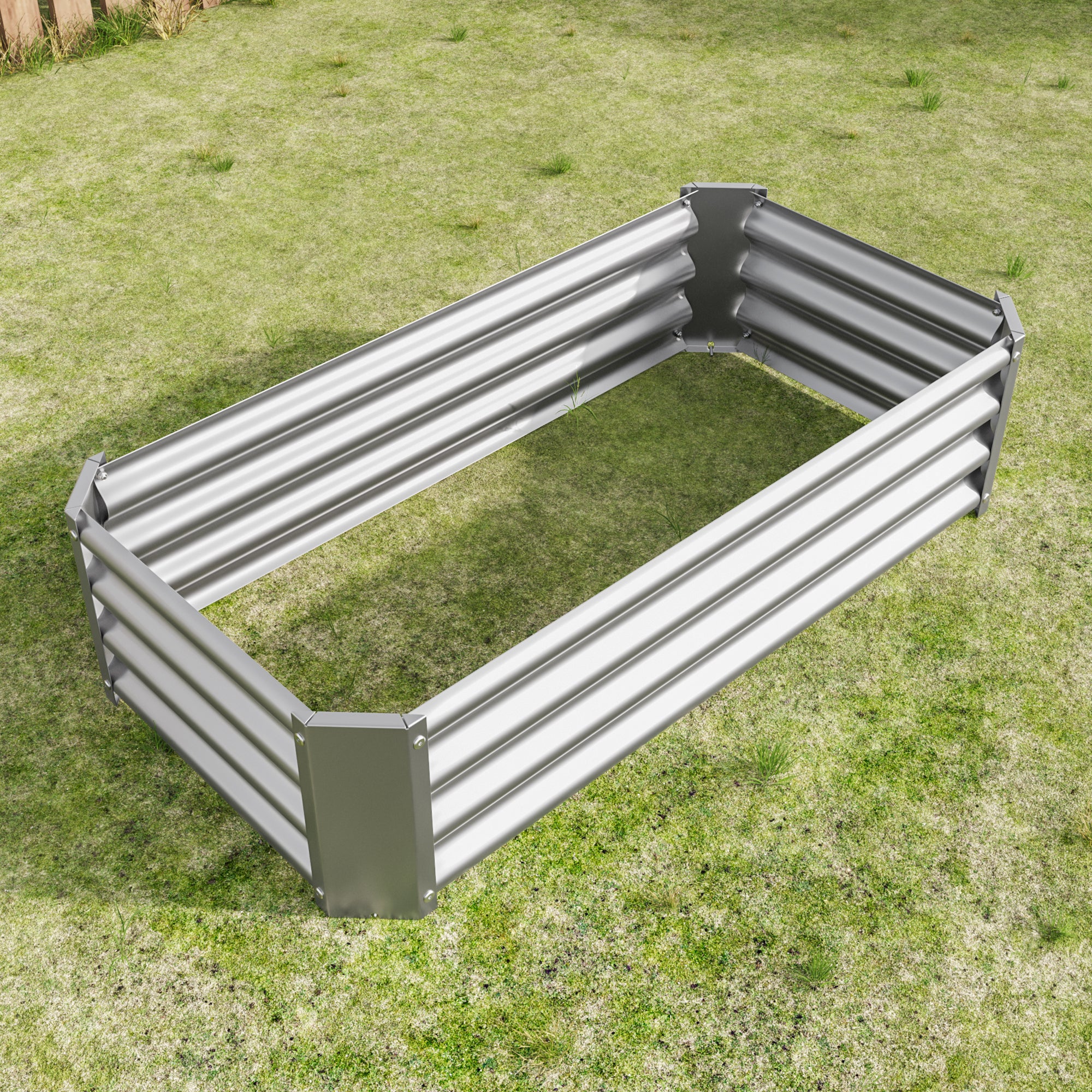 Metal Raised Garden Bed, Rectangle Raised Planter 4×2×1ft  for Flowers Plants, Vegetables Herb  Silver