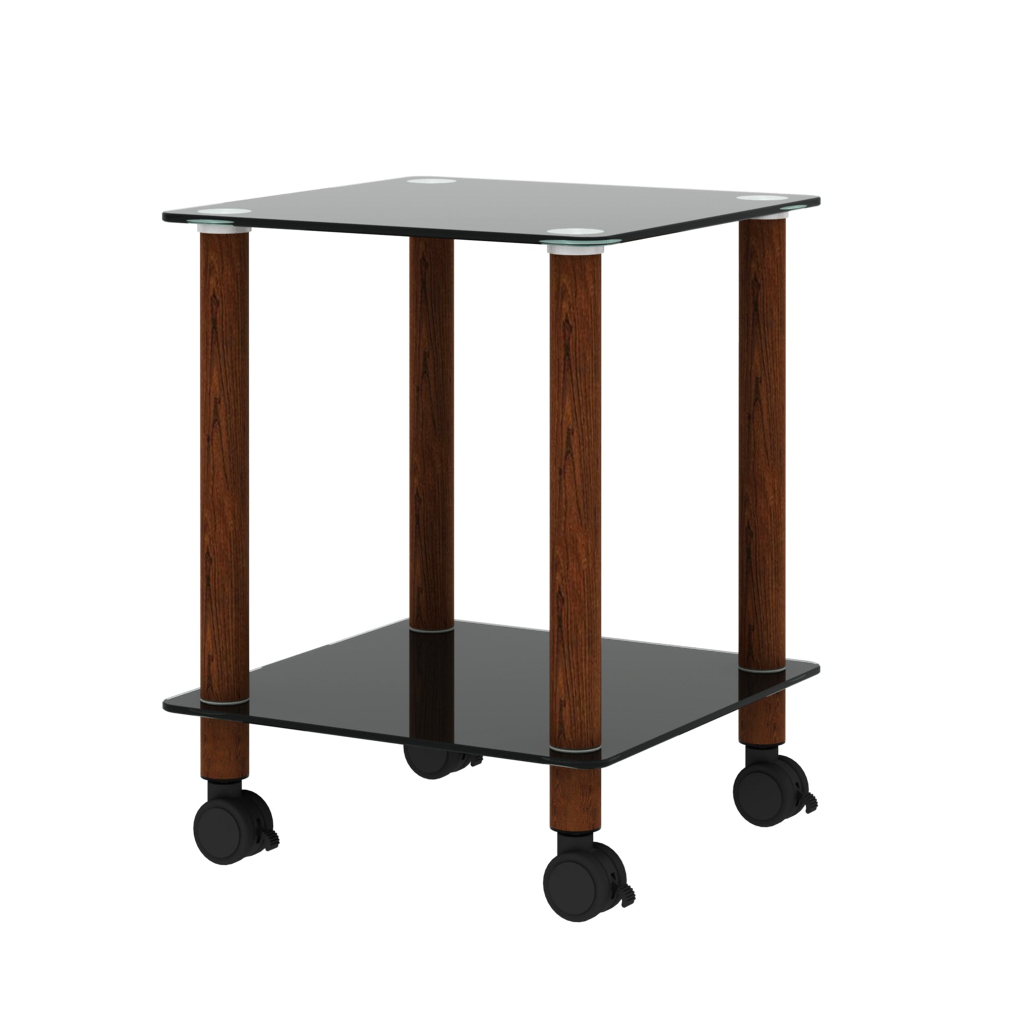 1-Piece Black + Walnut Side Table , 2-Tier Space End Table ,Modern Night Stand, Sofa table, Side Table with Storage Shelve