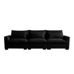 3 Seater Deep Seat Couches for Living Room, Wide and Deep Seat Comfy Living Roo Sofas with 3 Waist Pillows, black Corduroy