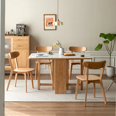 19.69" Oak Wood Dining Chair with Solid Construction, Simple and Natural Design for Dining Room