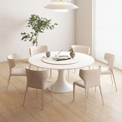 Minimalistic Marble Dining Table Round with Pedestal for Diningroom qc-wy-905