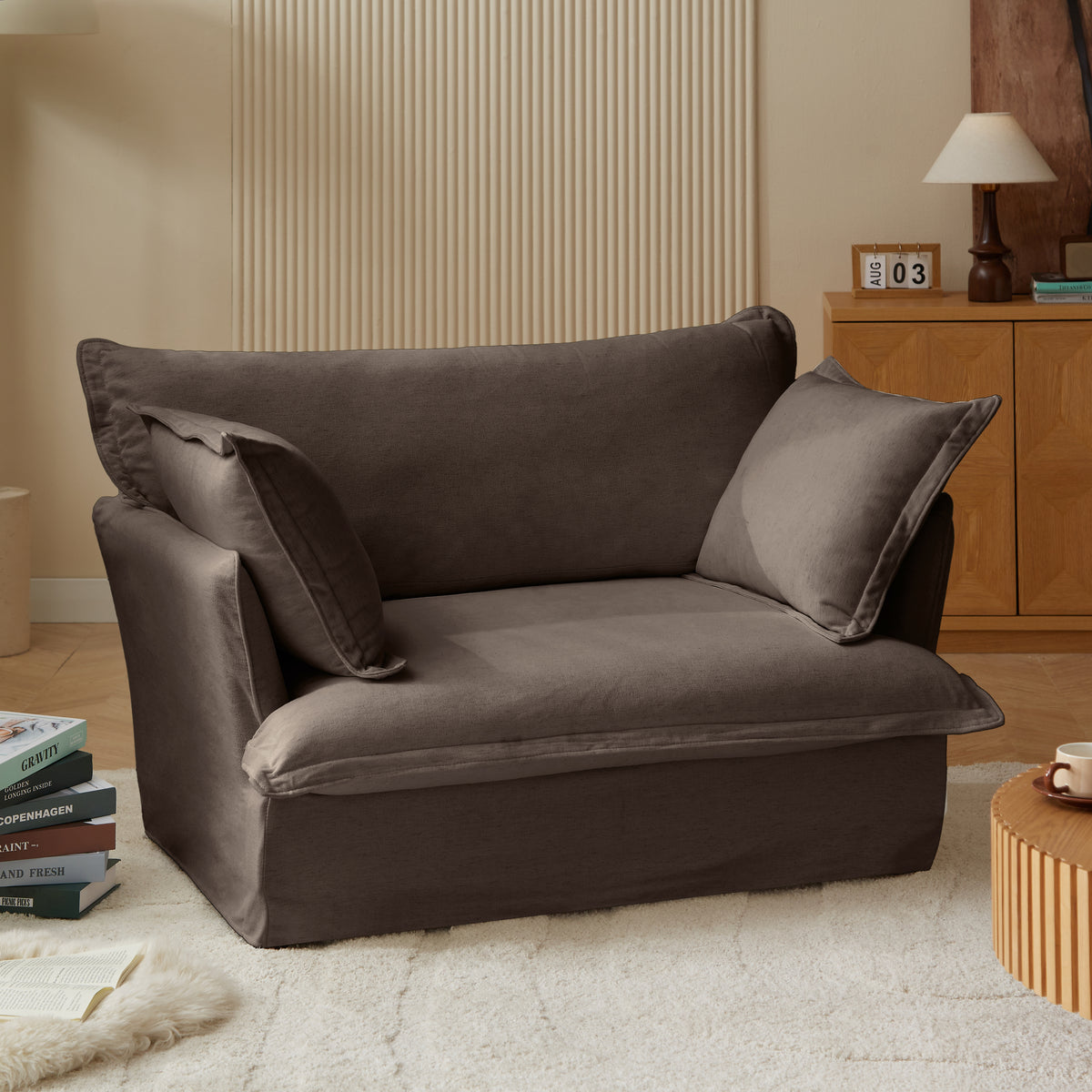 Modern Loveseat, Comfy Cloud Couch Sofa, Modern Luxury Two-Seater with Pillows for Living Room, Bedroom, Apartment