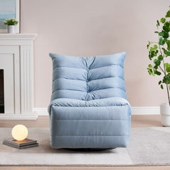 Modern Rotatable Lake Blue Lounge Chair with Side Storage Pocket - Stylish & Durable Recliner for All Your Room