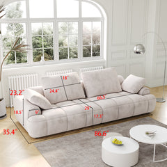 86.6″ Large size two Seat Sofa,Modern Upholstered,Light gray suede fabric
