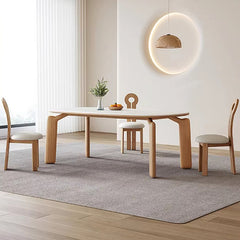 Modern Oval Dining Table with Marble Top & Ash Wood 4 Legs for 6-10 Seaters jh-264-na