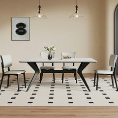 Contemporary Rectangular Dining Table Marble Top & Ash Wood Frame for 6-8 Seaters - Modern & Durable Design jh-271-BK